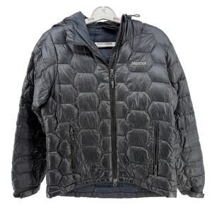 Marmot Ama Dablam 800 Fill Down Parka Hooded Puffer Jacket Black Women's Size S‎